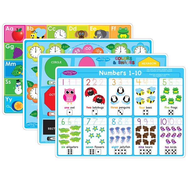 Ashley Productions® Smart Poly® Early Learning Mats 12" x 17", Set of 4