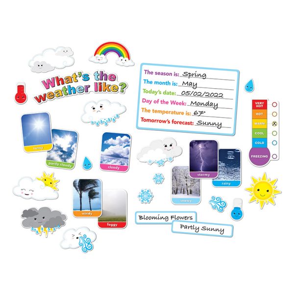 Ashley Productions® Smart Poly® Mini Bulletin Board Set, Weather, 30 Piece Set