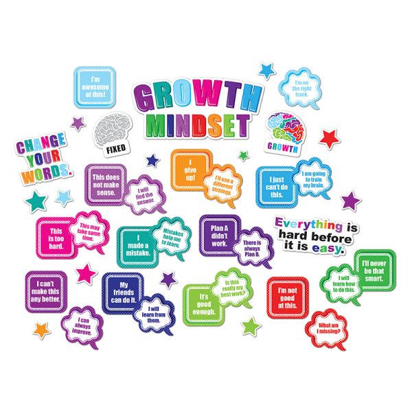 Ashley Productions® Smart Poly® Mini Bulletin Board Set, Growth Mindset, 41 Piece Set