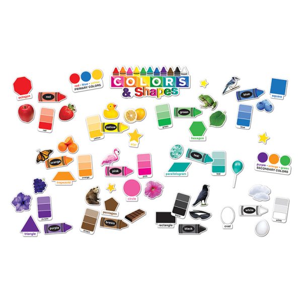 Ashley Productions® Smart Poly® Mini Bulletin Board Set, Colors/Shapes, 61 Piece Set