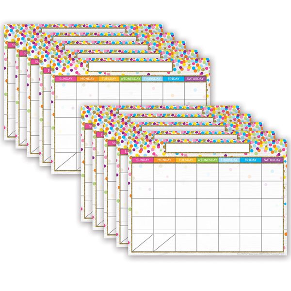 Ashley Productions® Smart Poly® PosterMat Pals™ Space Savers, 13" x 9-1/2", Calendar Confetti Style, Pack of 10