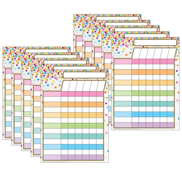 Ashley Productions® Smart Poly® PosterMat Pals™ Space Savers, 13" x 9-1/2", Incentive Chart Confetti Style, Pack of 10