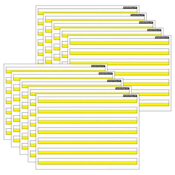 Ashley Productions® Smart Poly® PosterMat Pals™ Space Savers, 13" x 9-1/2", 3/4" Handwriting Highlighted Yellow, Pack of 10