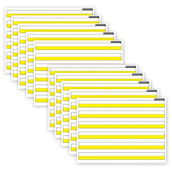 Ashley Productions® Smart Poly® PosterMat Pals™ Space Savers, 13" x 9-1/2", 1" Handwriting Highlighted Yellow, Pack of 10