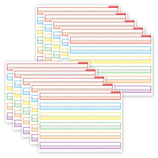 Ashley Productions® Smart Poly® PosterMat Pals™ Space Savers, 13" x 9-1/2", 1" Handwriting Highlighted Multi Color, Pack of 10