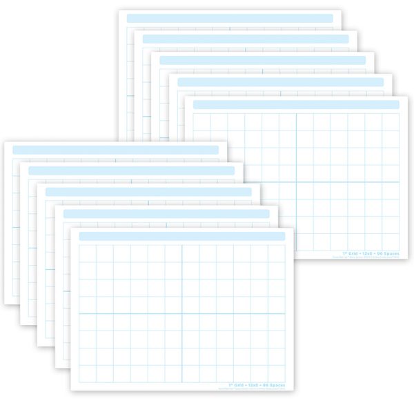 Ashley Productions® Smart Poly® PosterMat Pals™ Space Savers, 13" x 9-1/2", 1" Grid Blocks, Pack of 10