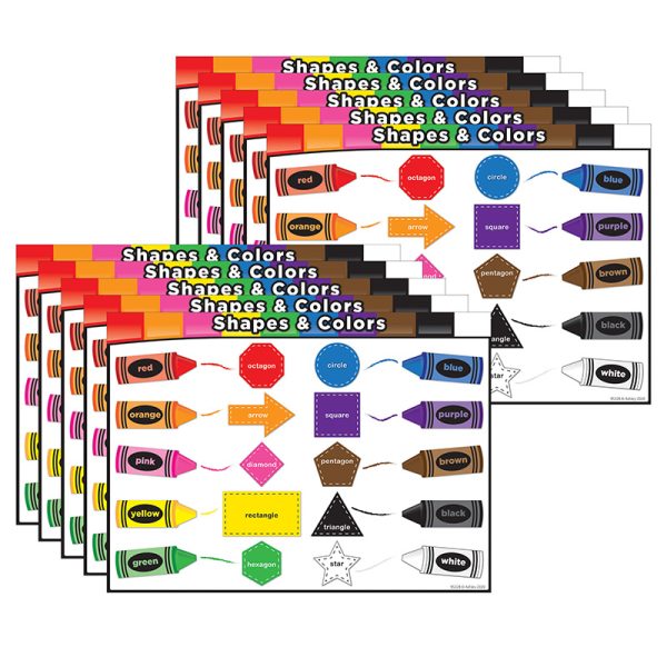 Ashley Productions® Smart Poly® PosterMat Pals™ Space Savers, 13" x 9-1/2", Shapes in Color, Pack of 10