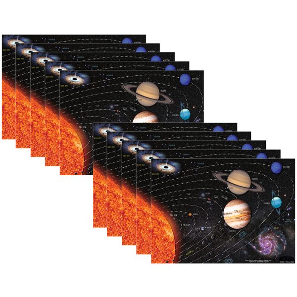 Ashley Productions® Smart Poly® PosterMat Pals™ Space Savers, 13" x 9-1/2", Solar System, Pack of 10