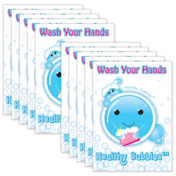 Ashley Productions® Smart Poly® PosterMat Pals™ Space Savers, 13" x 9-1/2", Healthy Bubbles, Pack of 10