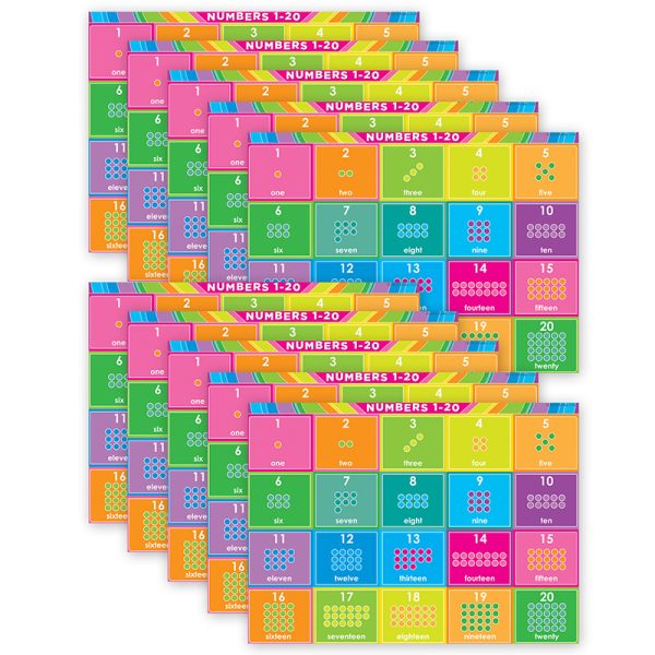 Ashley Productions® Smart Poly® PosterMat Pals™ Space Savers, 13" x 9-1/2", Numbers 1-20, Pack of 10