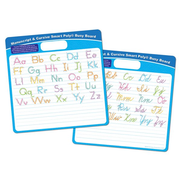 Ashley Productions® Smart Poly® Educational Activity Busy Board, Dry Erase with Marker, 10-3/4" x 10-3/4", Manuscript/Cursive