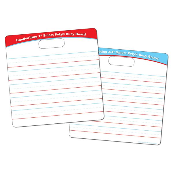 Ashley Productions® Smart Poly® Educational Activity Busy Board, Dry Erase with Marker, 10-3/4" x 10-3/4", 3/4" and 1" Practice Handwriting Lines