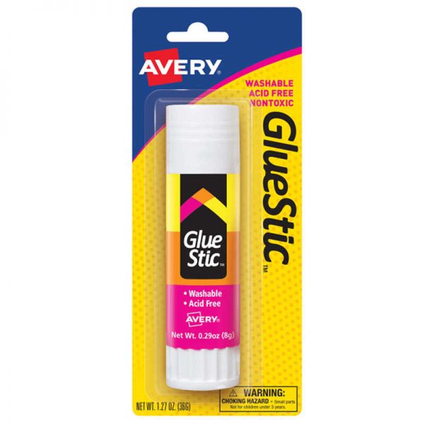 Avery® Glue Stic™, Washable, Nontoxic, Permanent Adhesive, 1.27 oz., 1 Stick