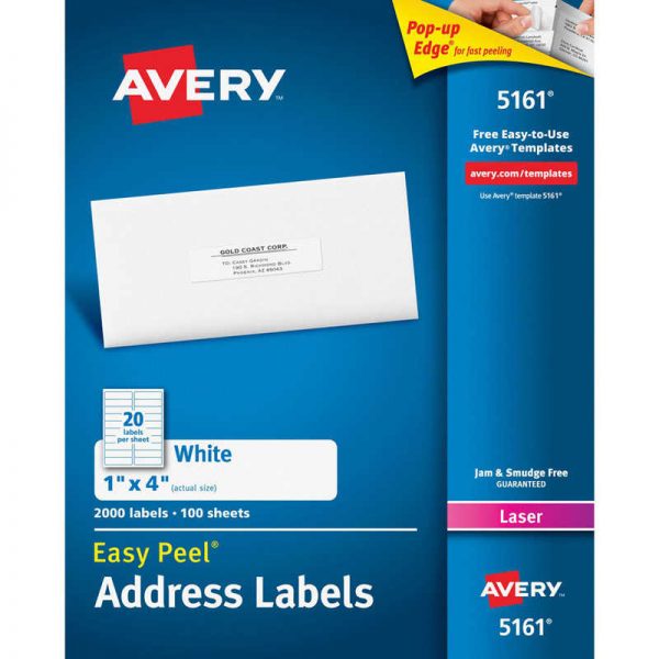 Avery® Easy Peel® White Mailing Labels, 1" x 4", 2000 Labels