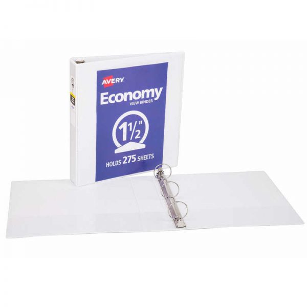 Avery® Economy View Binder, 1.5" Round Rings, 275-Sheet Capacity, White