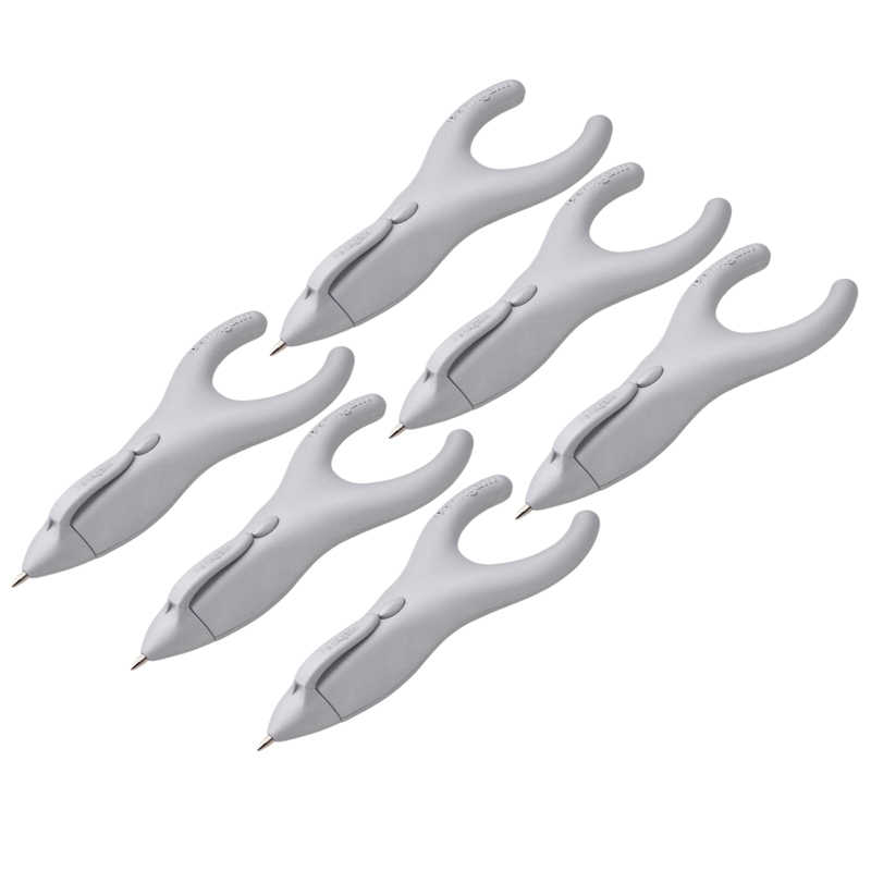 PenAgain Ergo-Sof Retractable Ballpoint Pen, Silver, Black Ink, Pack of 6