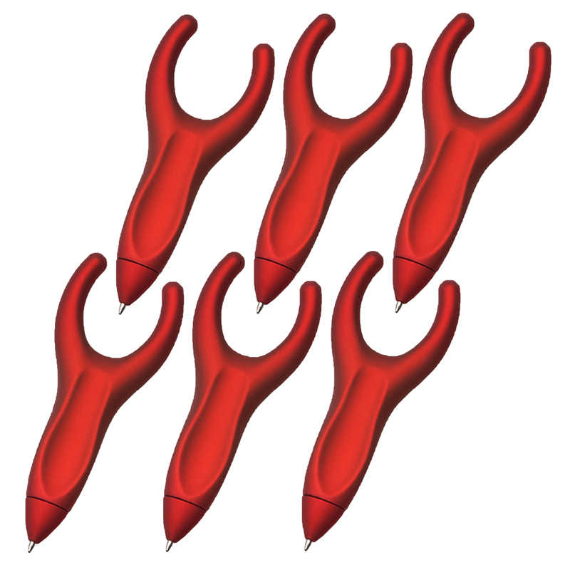 PenAgain Ergo-Sof Retractable Ballpoint Pen, Red, Black Ink, Pack of 6