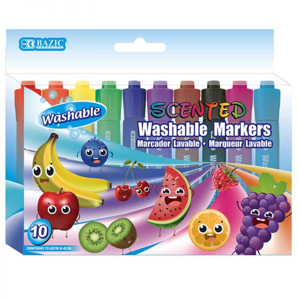 Bazic® Washable Markers, Scented, 10 Colors