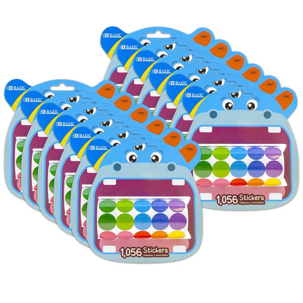 BAZIC Polka Dot Sticker Rolls, 1056 Per Roll, 12 Rolls