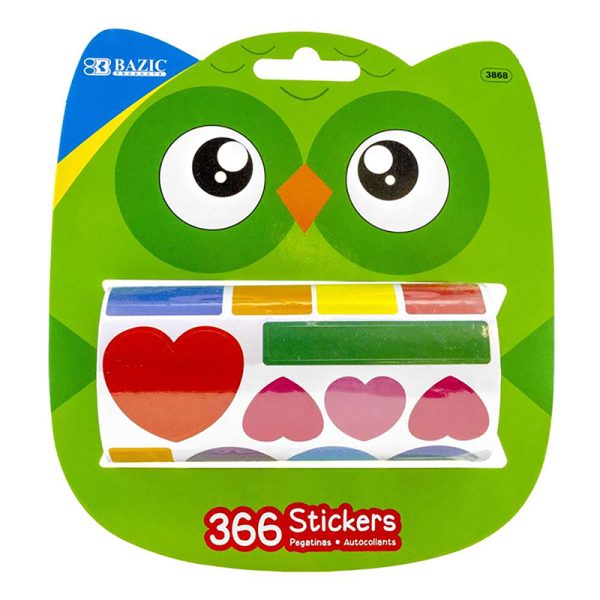 BAZIC Mix Shapes Sticker Rolls, 366 Per Roll
