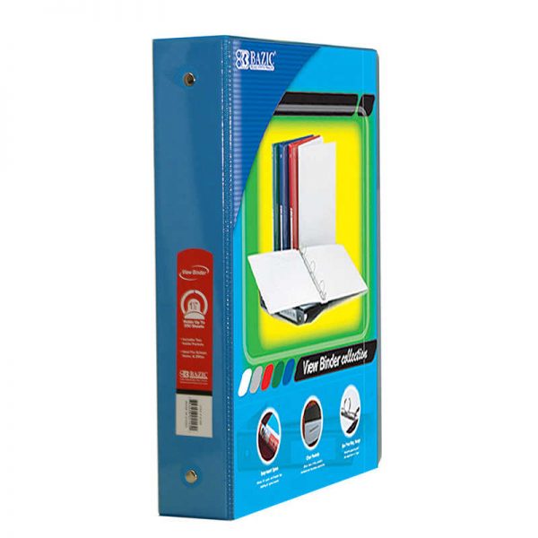 Bazic® 3-Ring View Binder with 2 Pockets, 1.5", Cyan
