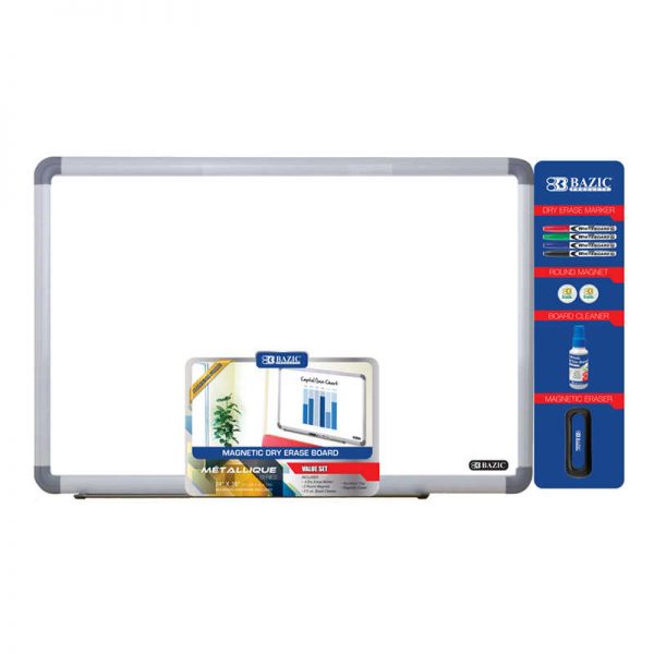 Bazic® Aluminum Frame Magnetic Dry Erase Board Value Pack, 24" x 36"