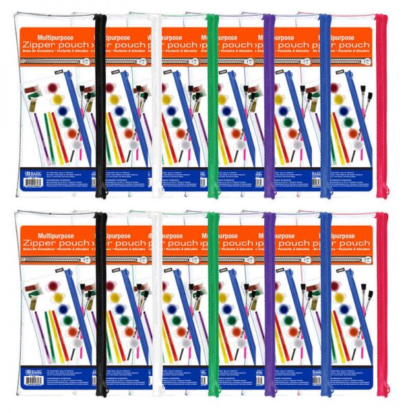 Bazic® Multipurpose Clear Zipper Pouch, Pack of 12