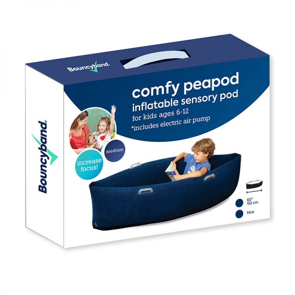 Bouncyband® Comfy Hugging Peapod Sensory Pod, 60", Ages 6-12 Up to 3-5'1" Tall, Blue