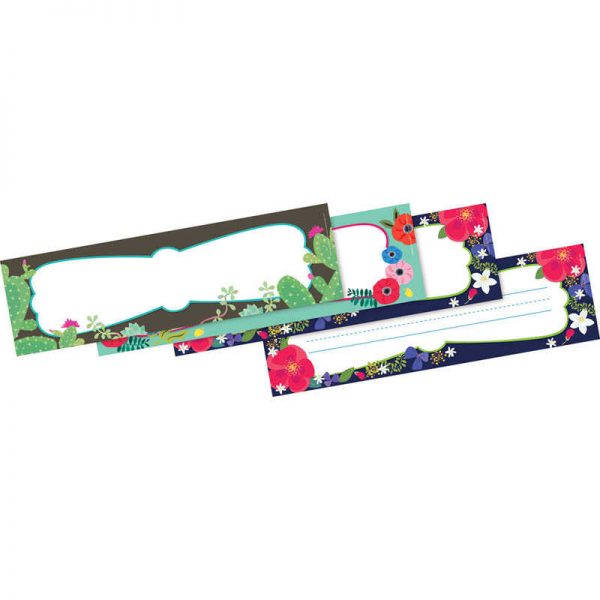 Barker Creek Petals & Prickles Double-Sided Name Plates, 12" x 3-1/2", Pack of 36