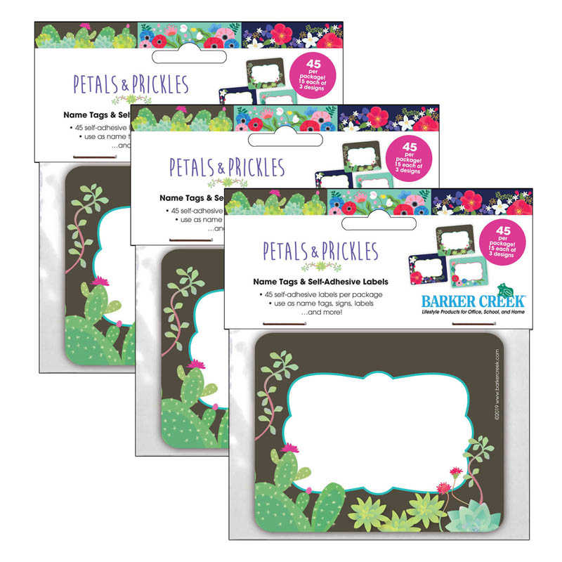 TeachersParadise - Barker Creek Petals & Prickles Name Tags, 3-1/2" x 2 ...