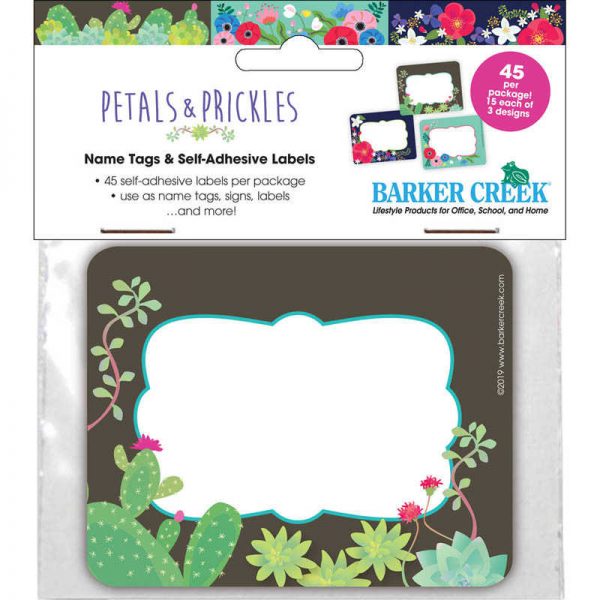 Barker Creek Petals & Prickles Name Tags, 3-1/2" x 2-3/4, Pack of 45