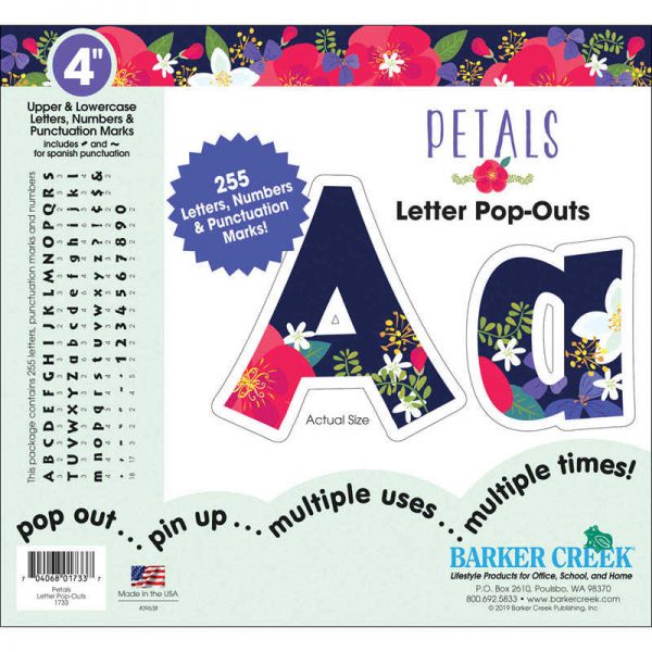Barker Creek Petals Letter Pop-Outs 4", 255 Pieces