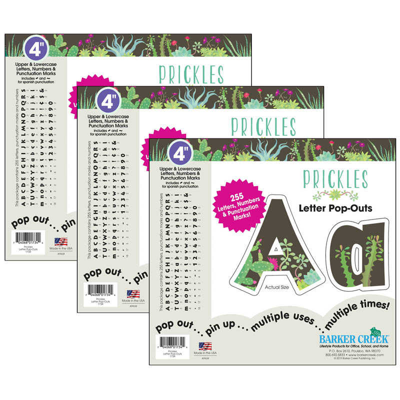 TeachersParadise - Barker Creek Prickles Letter Pop-Outs 4", 255 Per ...