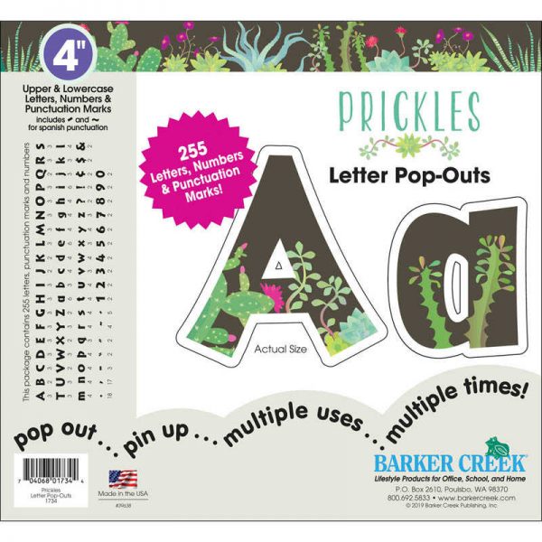 Barker Creek Prickles Letter Pop-Outs 4", 255 Pieces
