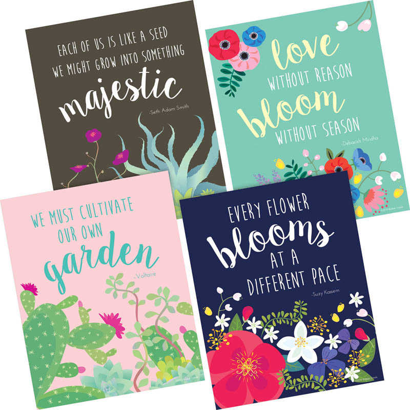 TeachersParadise - Barker Creek Art Print Set - Petals & Prickles, 8" x ...