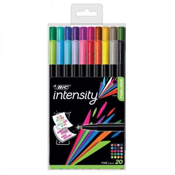 BIC® Intensity Fineliner Marker Pen, Fine Point (0.4m), Assorted Colors, 20 Count