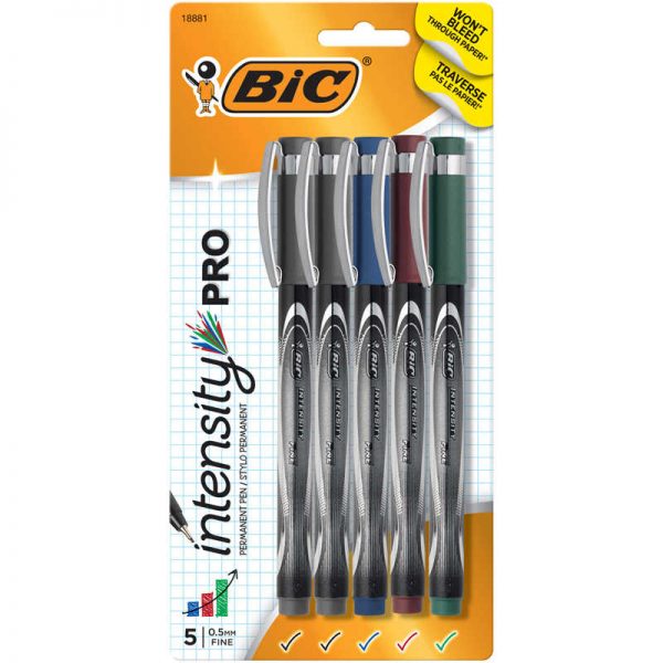 BIC® Intensity® Pro Marker Pen, Fine Point (0.5mm), Assorted Colors, 5-Count