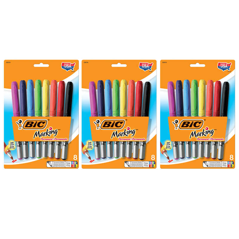 BIC Intensity Permanent Markers, Fine Point, Black, 12-Count