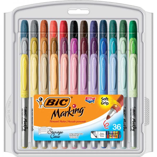 BIC® Mark-it™ Permanent Markers, Fine Point, Assorted Colors, Pack of 36