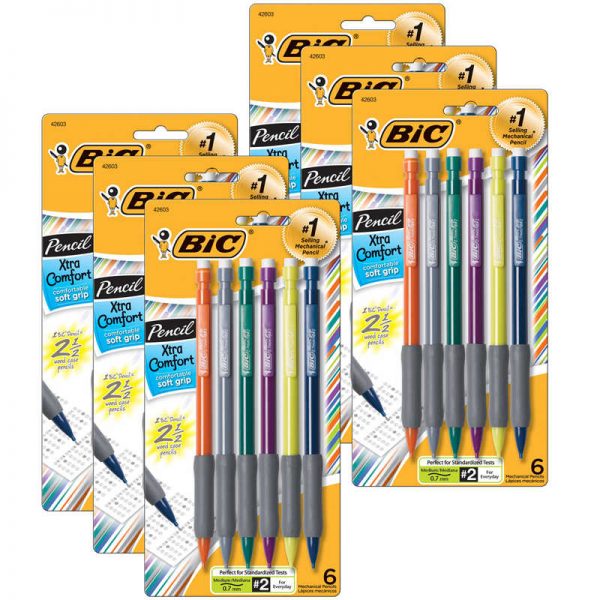 BIC® Matic Grip® Mechanical Pencils, 0.7mm, 5 Per Pack, 6 Packs