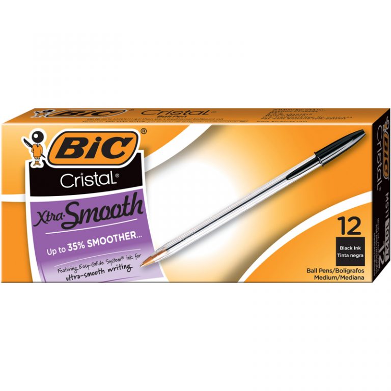 BIC® Cristal® Xtra Smooth Ballpoint Pen, Medium Point (1.0mm), Black, 12-Count