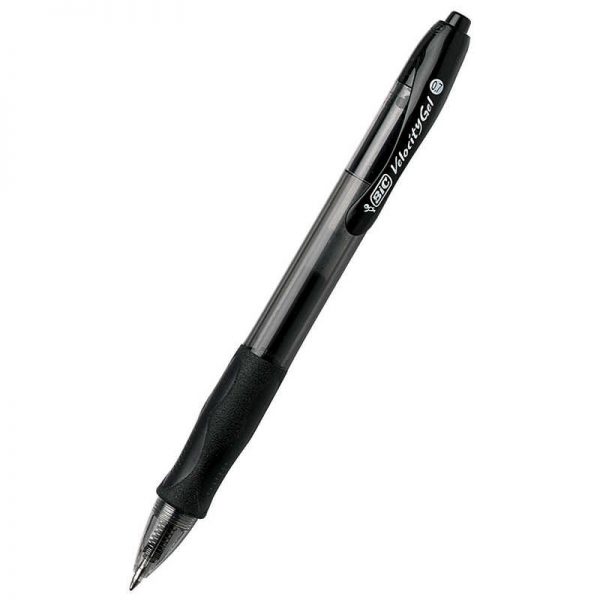 BIC® Velocity® Gel Retractable Roller Ball Pen, 0.7 mm, Black