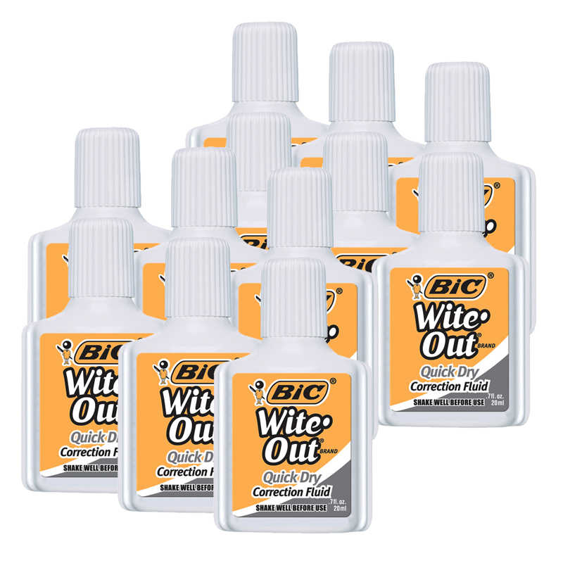  BIC Wite-Out Quick Dry Correction Fluid, 20 ml : White Out :  Office Products