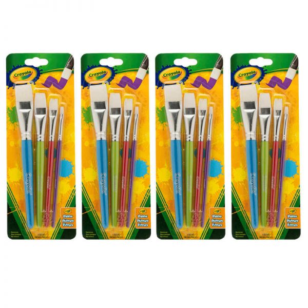 Crayola® Big Paintbrush Set, Flat, 4 Per Pack, 4 Packs