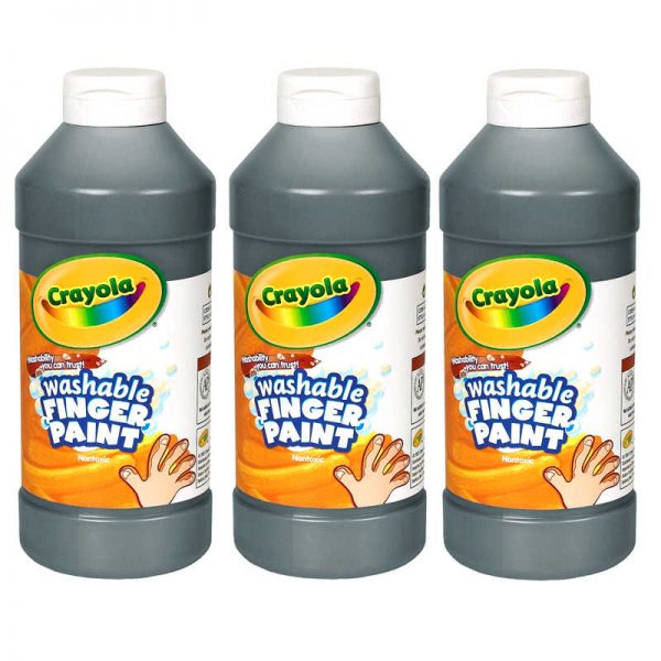 Crayola® Washable Finger Paint, Black, 16 oz. Bottle, Pack of 3