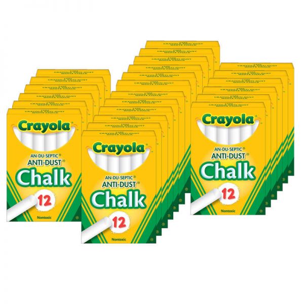 Crayola® Anti-Dust® Chalk, White, 12 Sticks Per Box, 24 Boxes