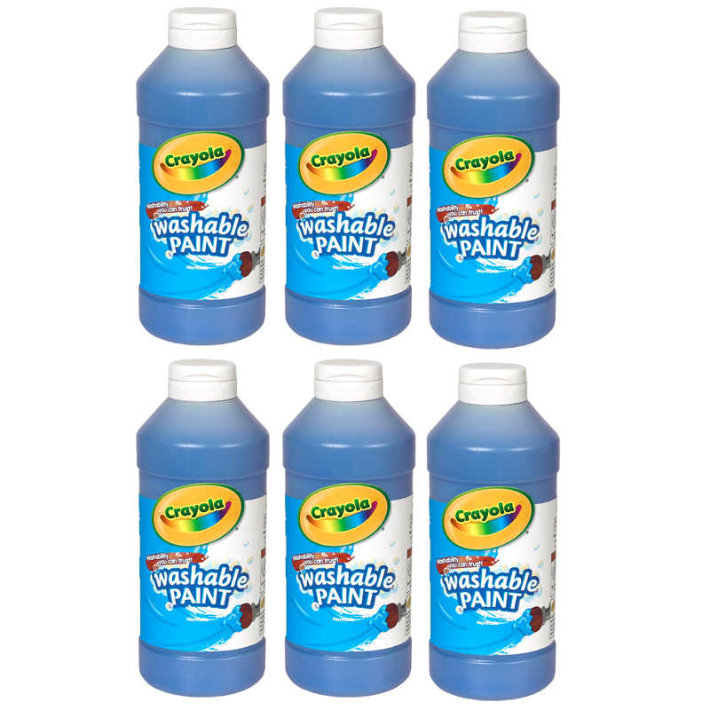 TeachersParadise - Crayola® Washable Paint, Blue, 16 oz. Bottles, Pack of 6  - BIN201642-6