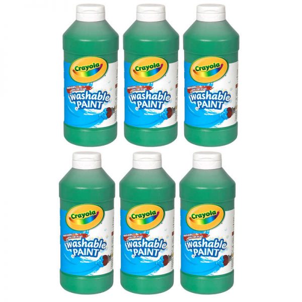 Crayola® Washable Paint, Green, 16 oz. Bottles, Pack of 6