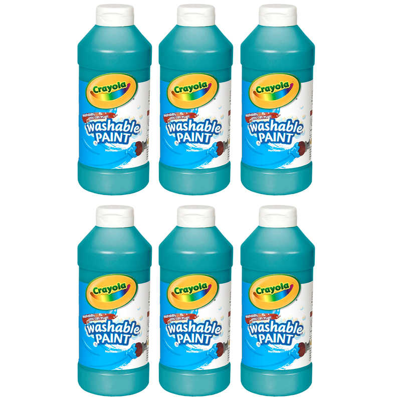 TeachersParadise - Crayola® Washable Paint, Turquoise, 16 oz., Pack of 6 -  BIN201648-6