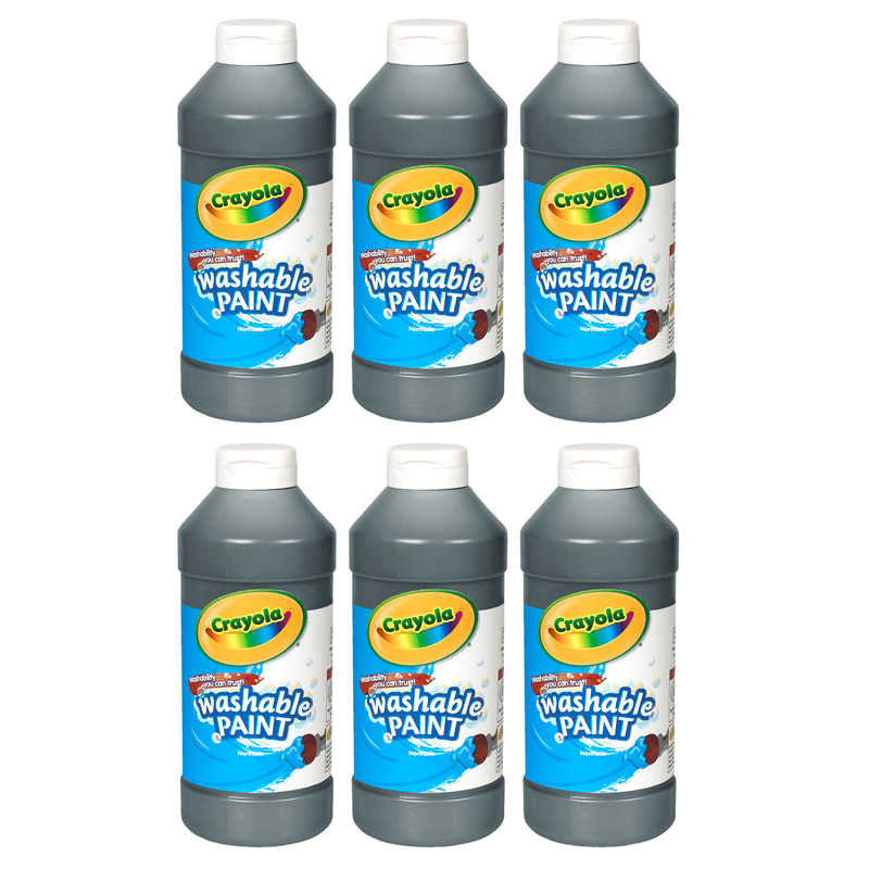 TeachersParadise Crayola® Washable Paint, Black, 16 oz. Bottles, Pack